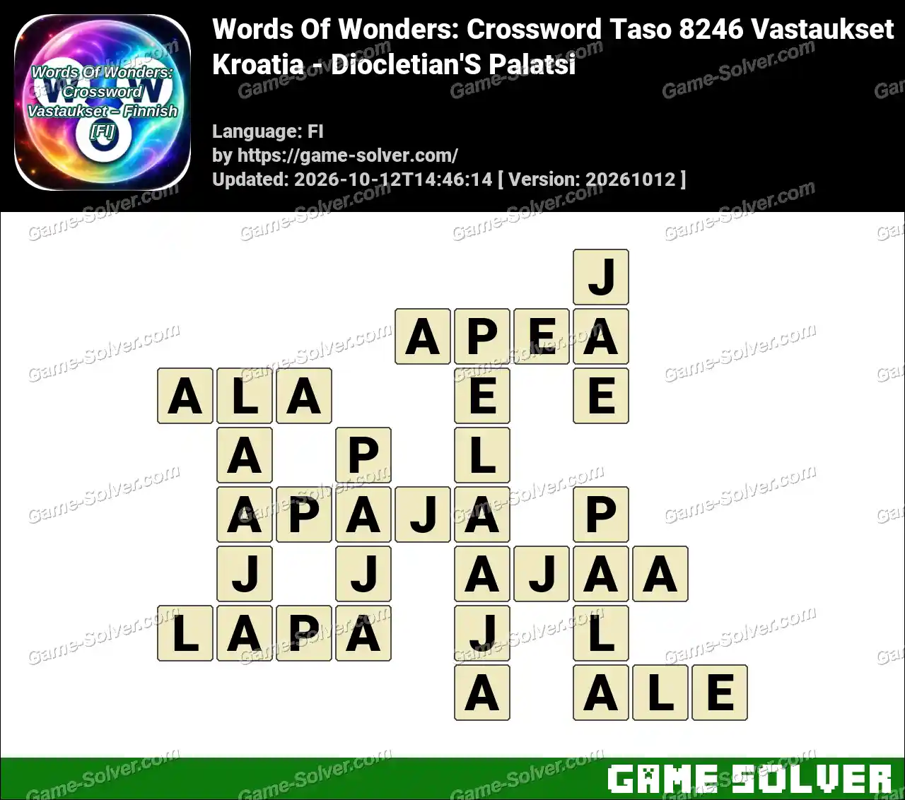 Words Of Wonders: Crossword Taso 8246 Vastaukset – Kroatia – Diocletian’S Palatsi